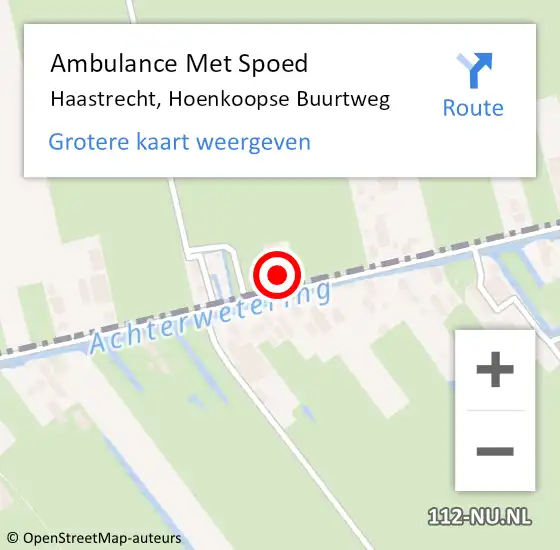 Locatie op kaart van de 112 melding: Ambulance Met Spoed Naar Haastrecht, Hoenkoopse Buurtweg op 31 maart 2024 00:43