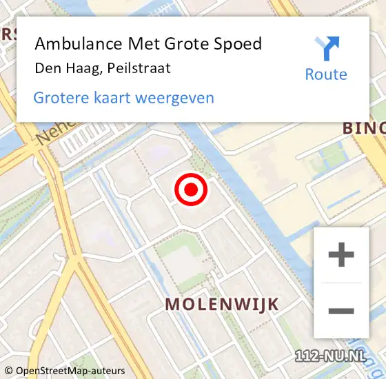 Locatie op kaart van de 112 melding: Ambulance Met Grote Spoed Naar Den Haag, Peilstraat op 31 maart 2024 00:45