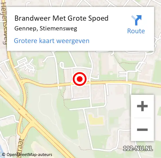 Locatie op kaart van de 112 melding: Brandweer Met Grote Spoed Naar Gennep, Stiemensweg op 31 maart 2024 00:55