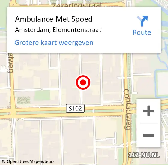 Locatie op kaart van de 112 melding: Ambulance Met Spoed Naar Amsterdam, Elementenstraat op 31 maart 2024 01:10