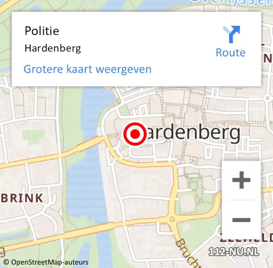Locatie op kaart van de 112 melding: Politie Hardenberg op 31 maart 2024 01:15