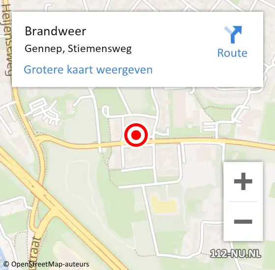 Locatie op kaart van de 112 melding: Brandweer Gennep, Stiemensweg op 31 maart 2024 01:28
