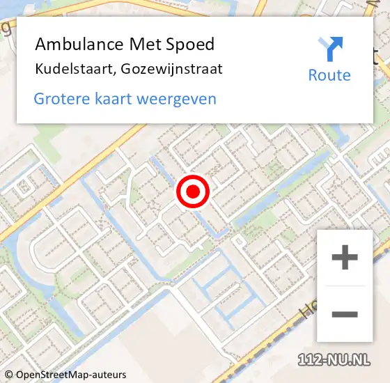 Locatie op kaart van de 112 melding: Ambulance Met Spoed Naar Kudelstaart, Gozewijnstraat op 31 maart 2024 03:03