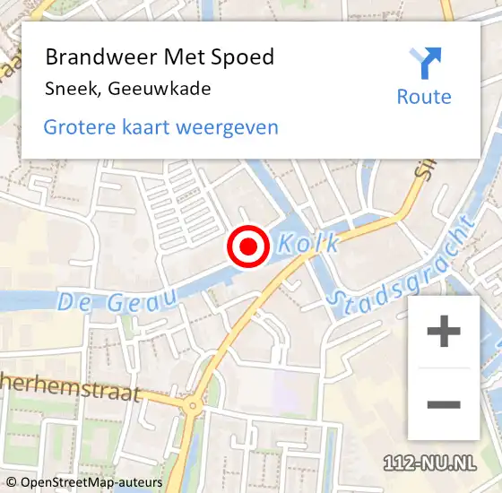 Locatie op kaart van de 112 melding: Brandweer Met Spoed Naar Sneek, Geeuwkade op 31 maart 2024 03:08