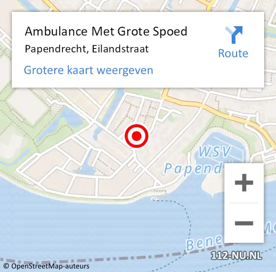 Locatie op kaart van de 112 melding: Ambulance Met Grote Spoed Naar Papendrecht, Eilandstraat op 31 maart 2024 03:43