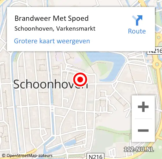 Locatie op kaart van de 112 melding: Brandweer Met Spoed Naar Schoonhoven, Varkensmarkt op 31 maart 2024 03:56