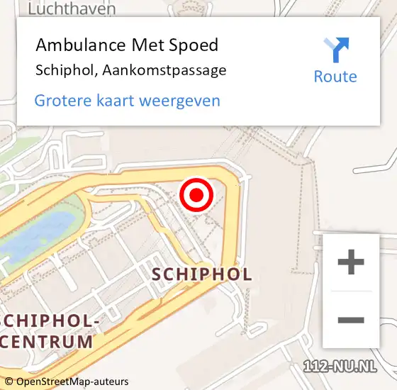 Locatie op kaart van de 112 melding: Ambulance Met Spoed Naar Schiphol, Aankomstpassage op 31 maart 2024 04:06