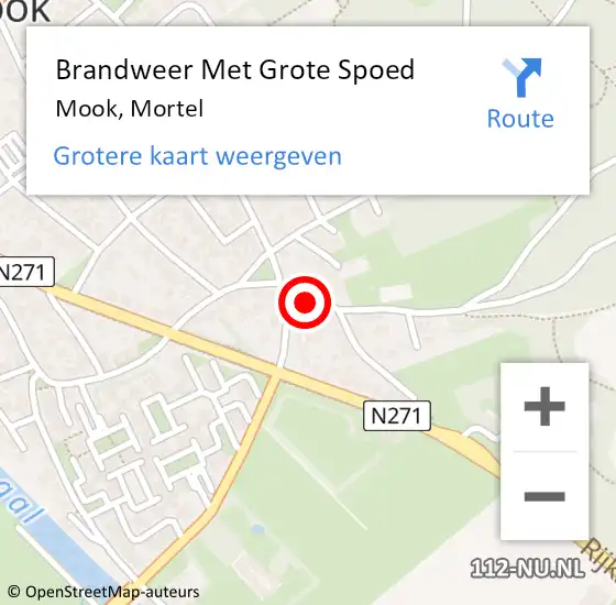 Locatie op kaart van de 112 melding: Brandweer Met Grote Spoed Naar Mook, Mortel op 31 maart 2024 04:18