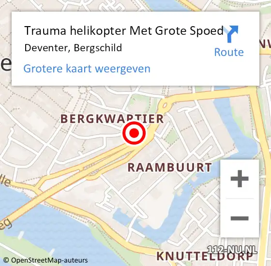 Locatie op kaart van de 112 melding: Trauma helikopter Met Grote Spoed Naar Deventer, Bergschild op 31 maart 2024 04:22