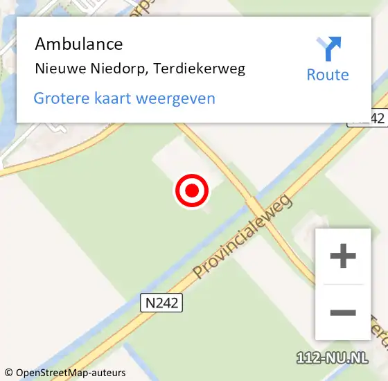 Locatie op kaart van de 112 melding: Ambulance Nieuwe Niedorp, Terdiekerweg op 31 maart 2024 05:22