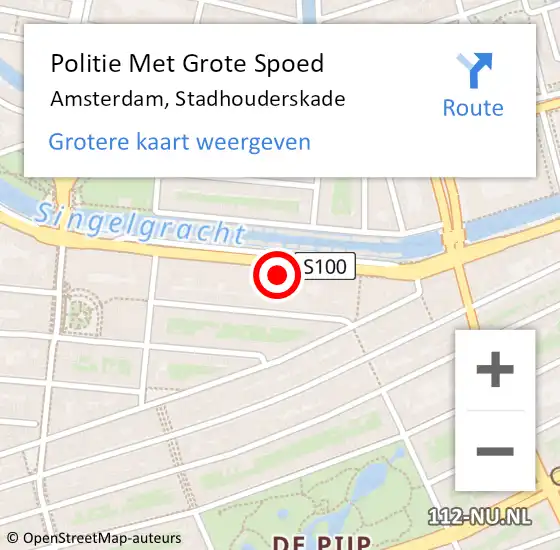 Locatie op kaart van de 112 melding: Politie Met Grote Spoed Naar Amsterdam, Stadhouderskade op 31 maart 2024 05:32