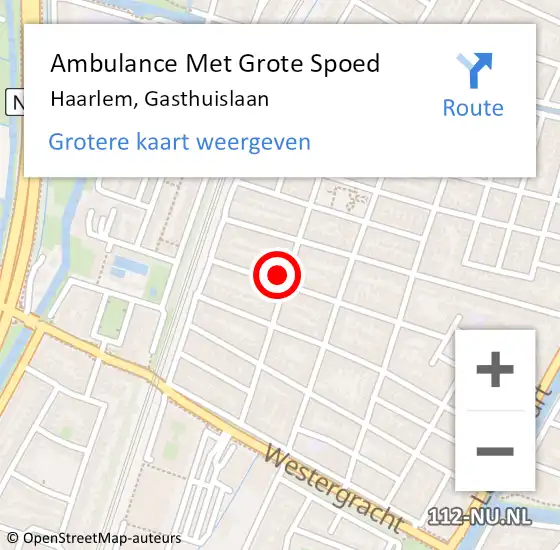 Locatie op kaart van de 112 melding: Ambulance Met Grote Spoed Naar Haarlem, Gasthuislaan op 31 maart 2024 05:34