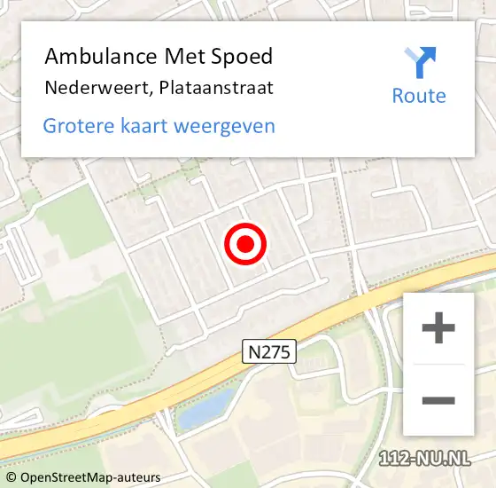 Locatie op kaart van de 112 melding: Ambulance Met Spoed Naar Nederweert, Plataanstraat op 31 maart 2024 07:20