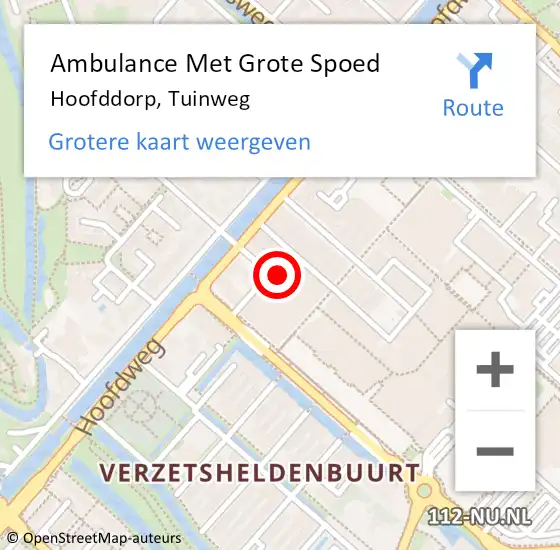 Locatie op kaart van de 112 melding: Ambulance Met Grote Spoed Naar Hoofddorp, Tuinweg op 31 maart 2024 07:35
