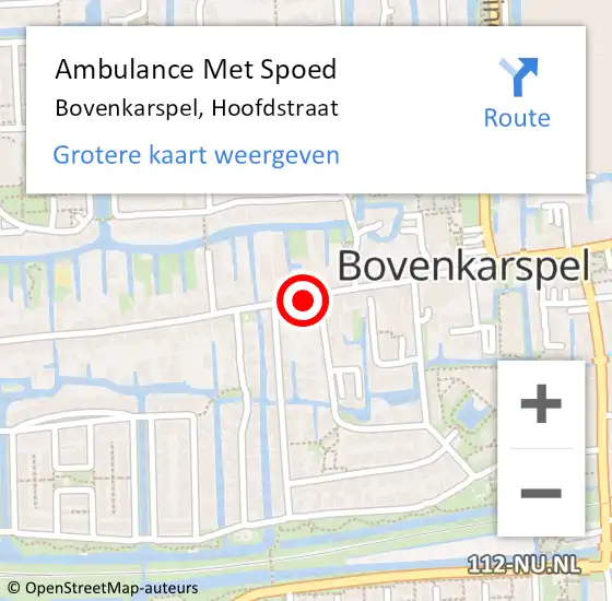Locatie op kaart van de 112 melding: Ambulance Met Spoed Naar Bovenkarspel, Hoofdstraat op 31 maart 2024 08:05