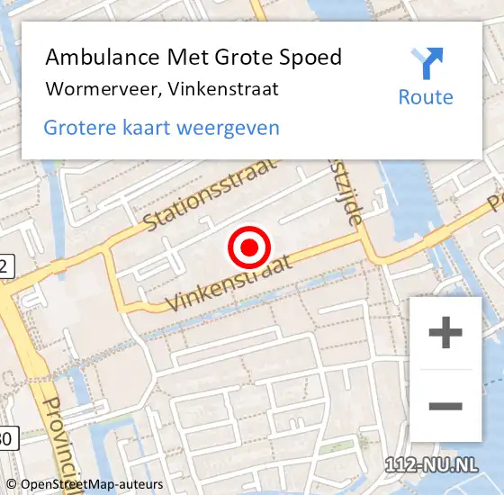 Locatie op kaart van de 112 melding: Ambulance Met Grote Spoed Naar Wormerveer, Vinkenstraat op 31 maart 2024 08:58