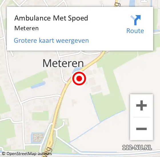 Locatie op kaart van de 112 melding: Ambulance Met Spoed Naar Meteren op 31 maart 2024 09:05