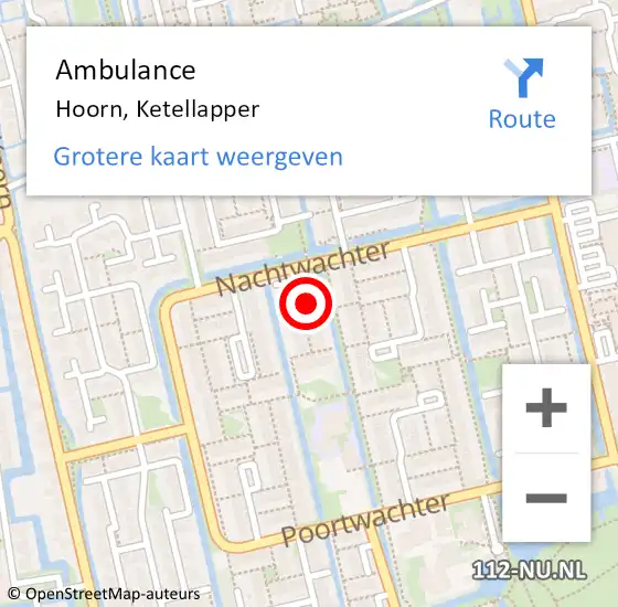 Locatie op kaart van de 112 melding: Ambulance Hoorn, Ketellapper op 31 maart 2024 09:23