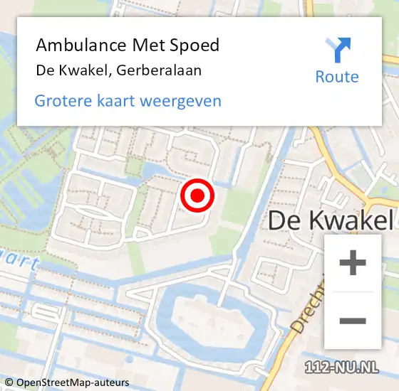 Locatie op kaart van de 112 melding: Ambulance Met Spoed Naar De Kwakel, Gerberalaan op 31 maart 2024 09:58