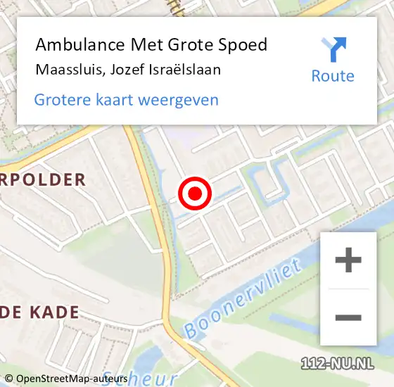 Locatie op kaart van de 112 melding: Ambulance Met Grote Spoed Naar Maassluis, Jozef Israëlslaan op 31 maart 2024 10:02