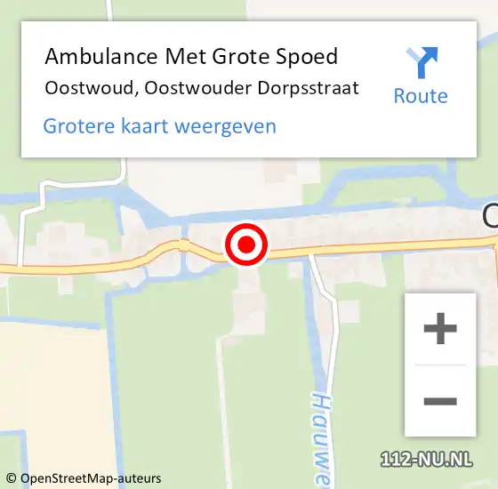 Locatie op kaart van de 112 melding: Ambulance Met Grote Spoed Naar Oostwoud, Oostwouder Dorpsstraat op 31 maart 2024 10:18