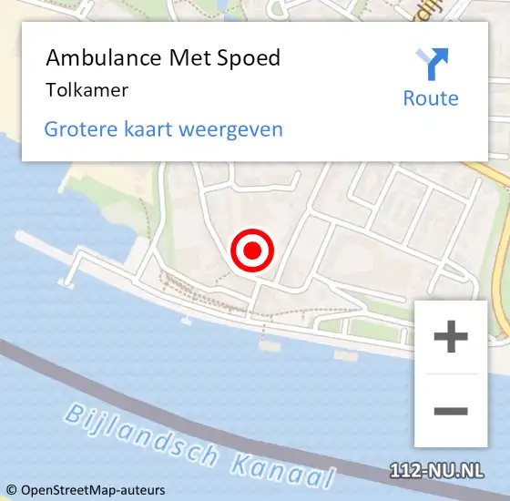 Locatie op kaart van de 112 melding: Ambulance Met Spoed Naar Tolkamer op 31 maart 2024 10:26