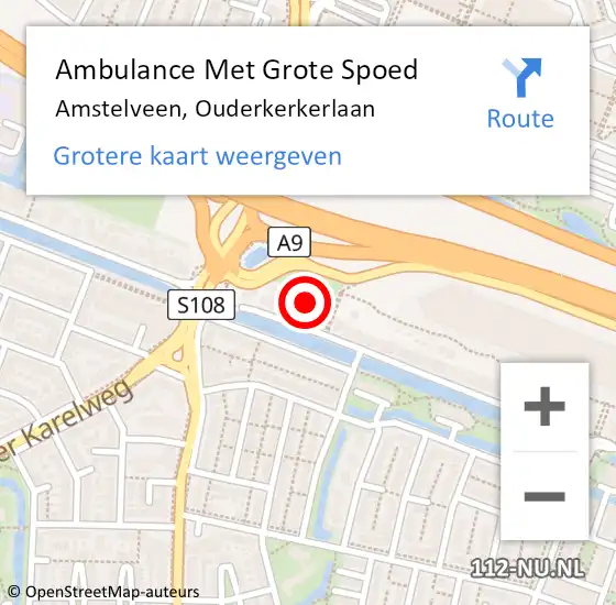 Locatie op kaart van de 112 melding: Ambulance Met Grote Spoed Naar Amstelveen, Ouderkerkerlaan op 31 maart 2024 10:29