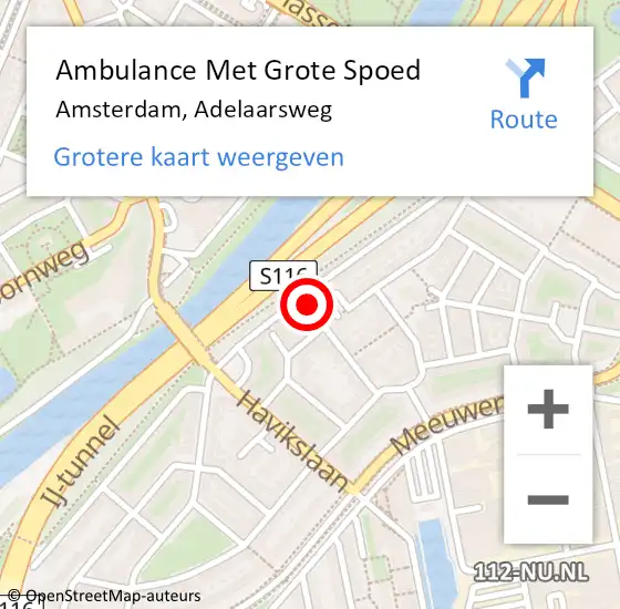 Locatie op kaart van de 112 melding: Ambulance Met Grote Spoed Naar Amsterdam, Adelaarsweg op 31 maart 2024 11:08