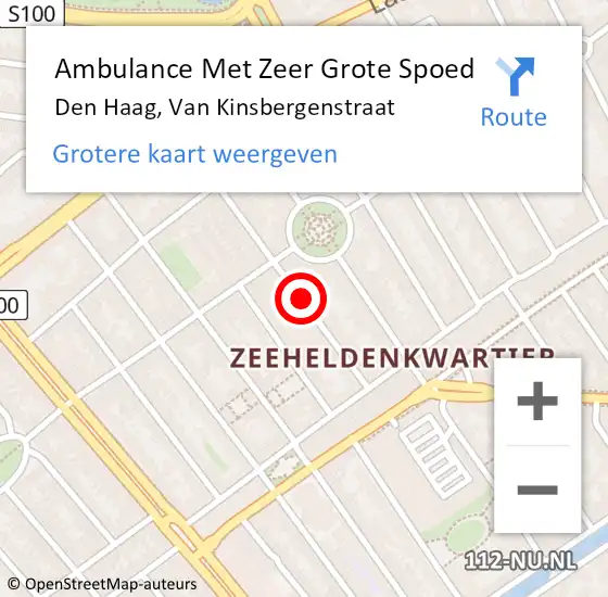 Locatie op kaart van de 112 melding: Ambulance Met Zeer Grote Spoed Naar Den Haag, Van Kinsbergenstraat op 31 maart 2024 11:13