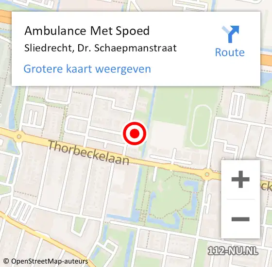 Locatie op kaart van de 112 melding: Ambulance Met Spoed Naar Sliedrecht, Dr. Schaepmanstraat op 31 maart 2024 11:23