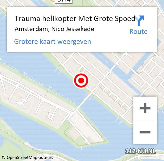 Locatie op kaart van de 112 melding: Trauma helikopter Met Grote Spoed Naar Amsterdam, Nico Jessekade op 31 maart 2024 11:35