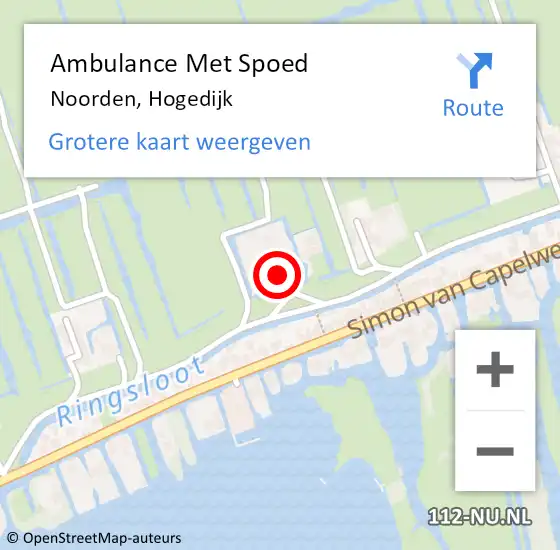 Locatie op kaart van de 112 melding: Ambulance Met Spoed Naar Noorden, Hogedijk op 31 maart 2024 11:36