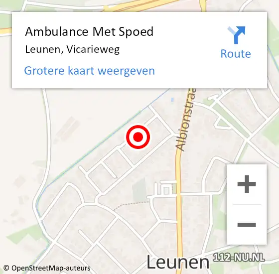 Locatie op kaart van de 112 melding: Ambulance Met Spoed Naar Leunen, Vicarieweg op 30 september 2014 20:37