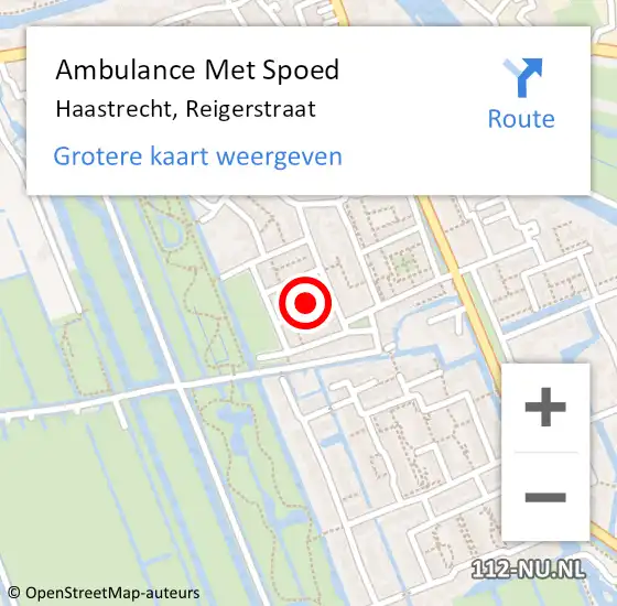 Locatie op kaart van de 112 melding: Ambulance Met Spoed Naar Haastrecht, Reigerstraat op 31 maart 2024 11:58