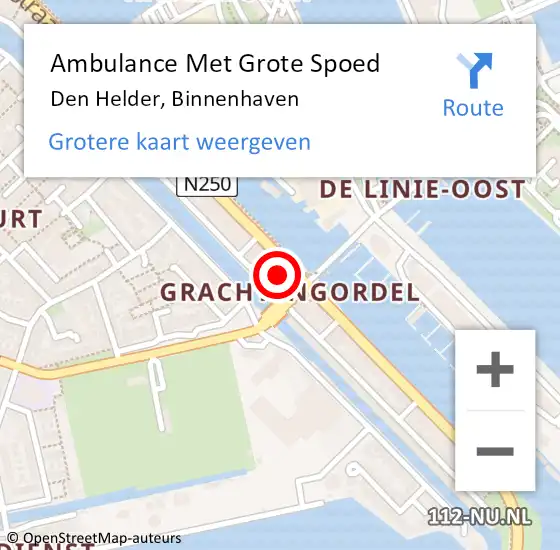Locatie op kaart van de 112 melding: Ambulance Met Grote Spoed Naar Den Helder, Binnenhaven op 31 maart 2024 11:59