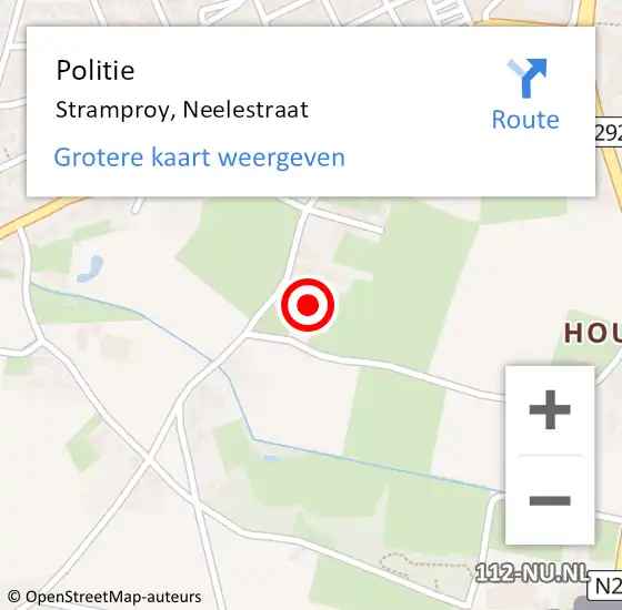 Locatie op kaart van de 112 melding: Politie Stramproy, Neelestraat op 31 maart 2024 12:25