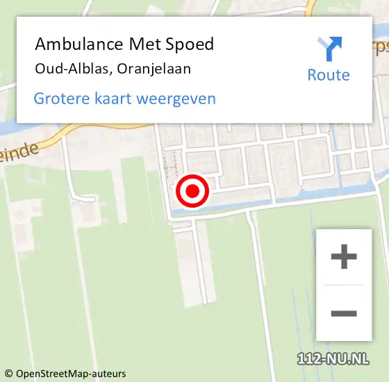 Locatie op kaart van de 112 melding: Ambulance Met Spoed Naar Oud-Alblas, Oranjelaan op 31 maart 2024 12:47