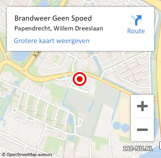 Locatie op kaart van de 112 melding: Brandweer Geen Spoed Naar Papendrecht, Willem Dreeslaan op 31 maart 2024 13:03