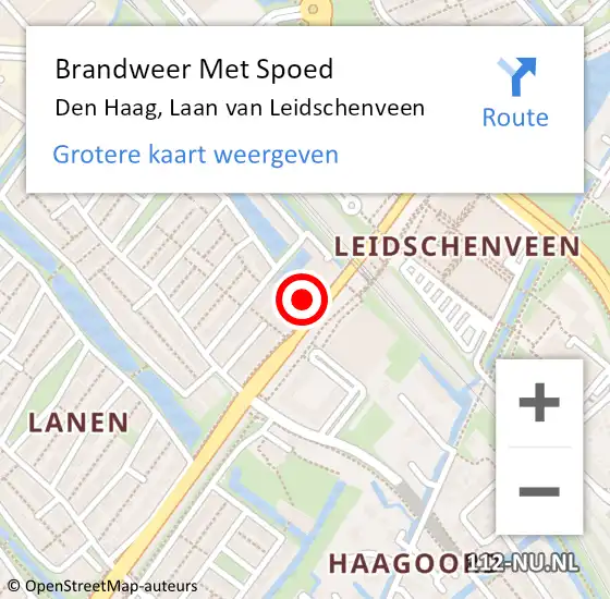Locatie op kaart van de 112 melding: Brandweer Met Spoed Naar Den Haag, Laan van Leidschenveen op 31 maart 2024 13:16