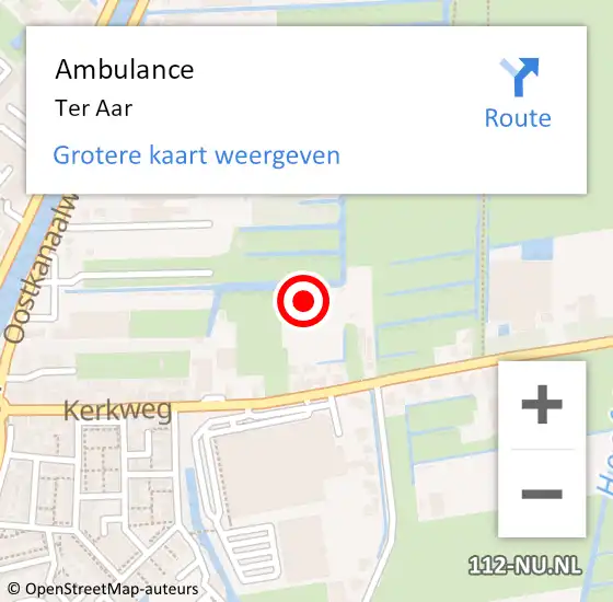 Locatie op kaart van de 112 melding: Ambulance Ter Aar op 31 maart 2024 13:25