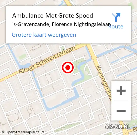 Locatie op kaart van de 112 melding: Ambulance Met Grote Spoed Naar 's-Gravenzande, Florence Nightingalelaan op 31 maart 2024 13:39