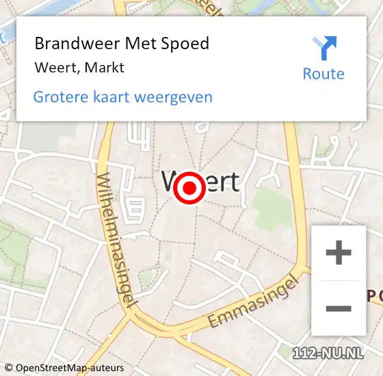 Locatie op kaart van de 112 melding: Brandweer Met Spoed Naar Weert, Markt op 31 maart 2024 14:10