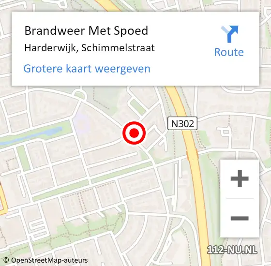 Locatie op kaart van de 112 melding: Brandweer Met Spoed Naar Harderwijk, Schimmelstraat op 31 maart 2024 14:17
