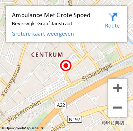 Locatie op kaart van de 112 melding: Ambulance Met Grote Spoed Naar Beverwijk, Graaf Janstraat op 31 maart 2024 14:24
