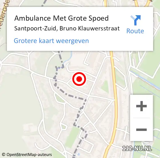 Locatie op kaart van de 112 melding: Ambulance Met Grote Spoed Naar Santpoort-Zuid, Bruno Klauwersstraat op 31 maart 2024 14:53
