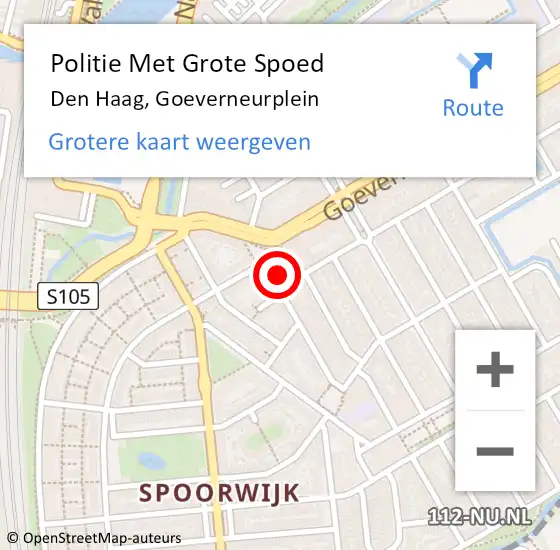 Locatie op kaart van de 112 melding: Politie Met Grote Spoed Naar Den Haag, Goeverneurplein op 31 maart 2024 15:14