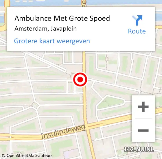 Locatie op kaart van de 112 melding: Ambulance Met Grote Spoed Naar Amsterdam, Javaplein op 30 september 2014 21:09