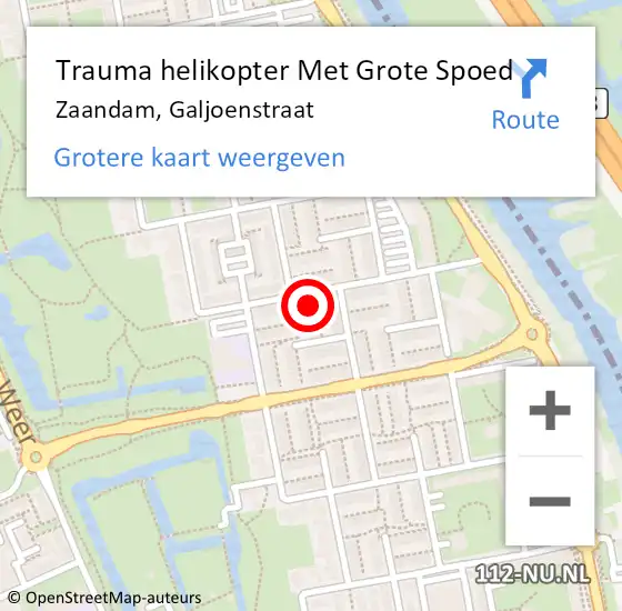 Locatie op kaart van de 112 melding: Trauma helikopter Met Grote Spoed Naar Zaandam, Galjoenstraat op 31 maart 2024 15:19