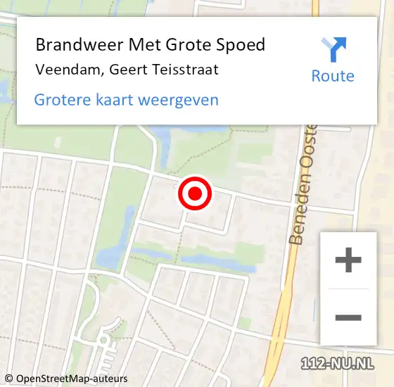 Locatie op kaart van de 112 melding: Brandweer Met Grote Spoed Naar Veendam, Geert Teisstraat op 30 september 2014 21:12