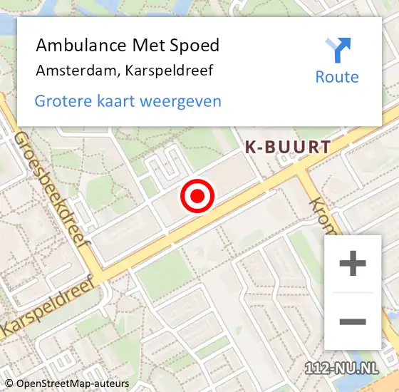 Locatie op kaart van de 112 melding: Ambulance Met Spoed Naar Amsterdam, Karspeldreef op 31 maart 2024 15:57